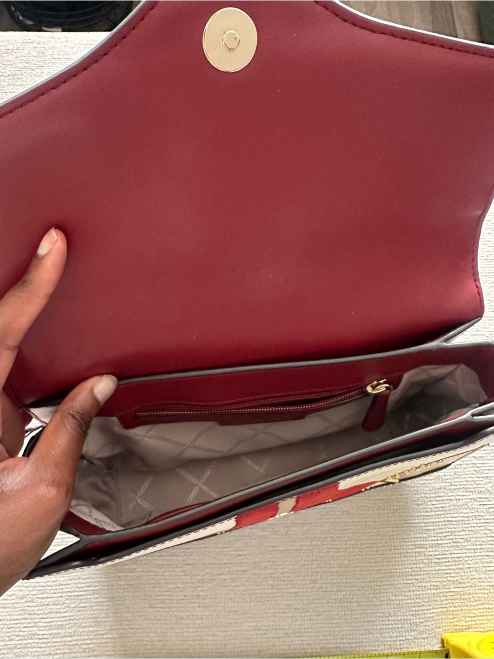 Michael Kors Red, Cream & Tan Studded Leather Crossbody Bag - Picture 4 of 5
